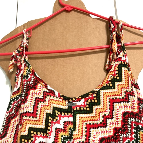 Tribal African Fringe Tassel Sun Maxi Coverup Dress Red Green Yellow Gold Medium - Picture 13 of 15